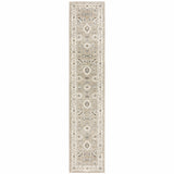 12' Runner Beige and Ivory Oriental Power Loom Runner Rug - Homeroots