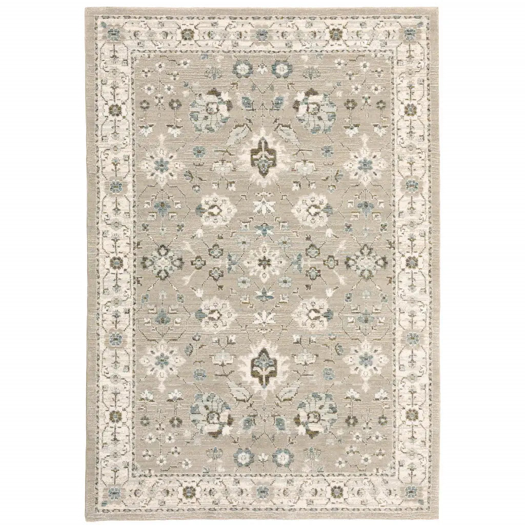 3' X 5' Beige and Ivory Oriental Power Loom Area Rug - Homeroots - Flyclothing LLC