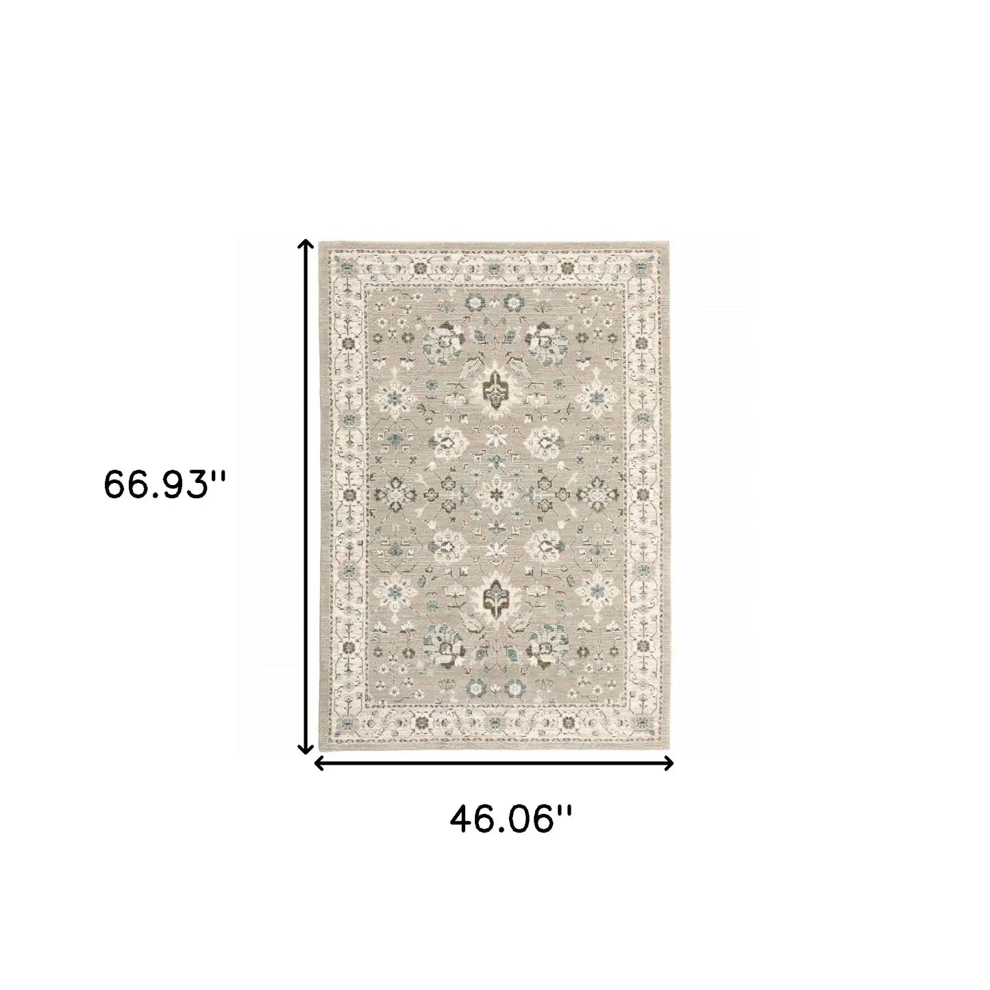 3' X 5' Beige and Ivory Oriental Power Loom Area Rug - Homeroots - Flyclothing LLC
