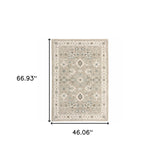 3' X 5' Beige and Ivory Oriental Power Loom Area Rug