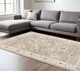 7' X 10' Beige and Ivory Oriental Power Loom Area Rug - Homeroots - Flyclothing LLC