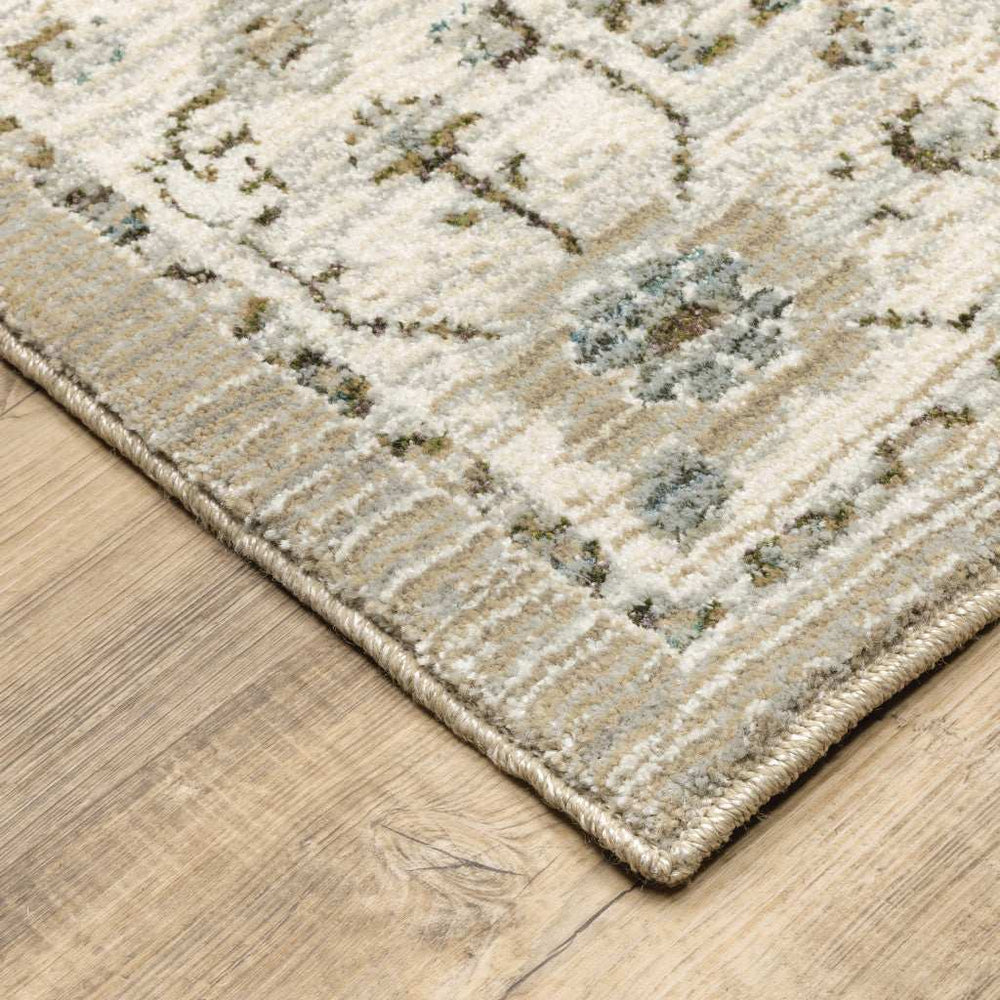 8' X 11' Beige and Ivory Oriental Power Loom Area Rug - Homeroots - Flyclothing LLC