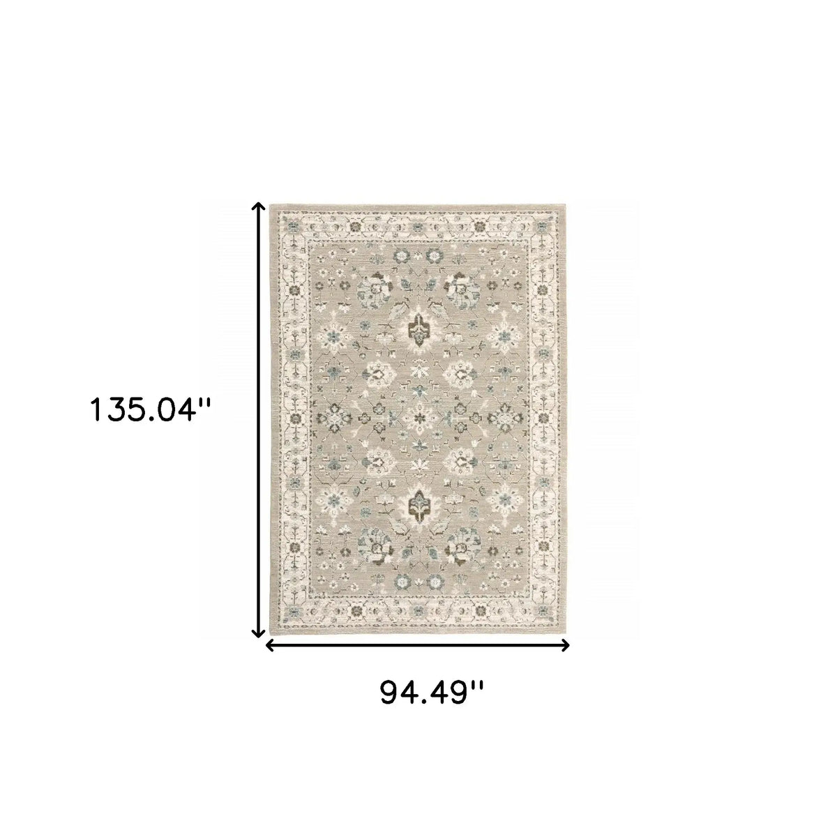 8' X 11' Beige and Ivory Oriental Power Loom Area Rug - Homeroots - Flyclothing LLC
