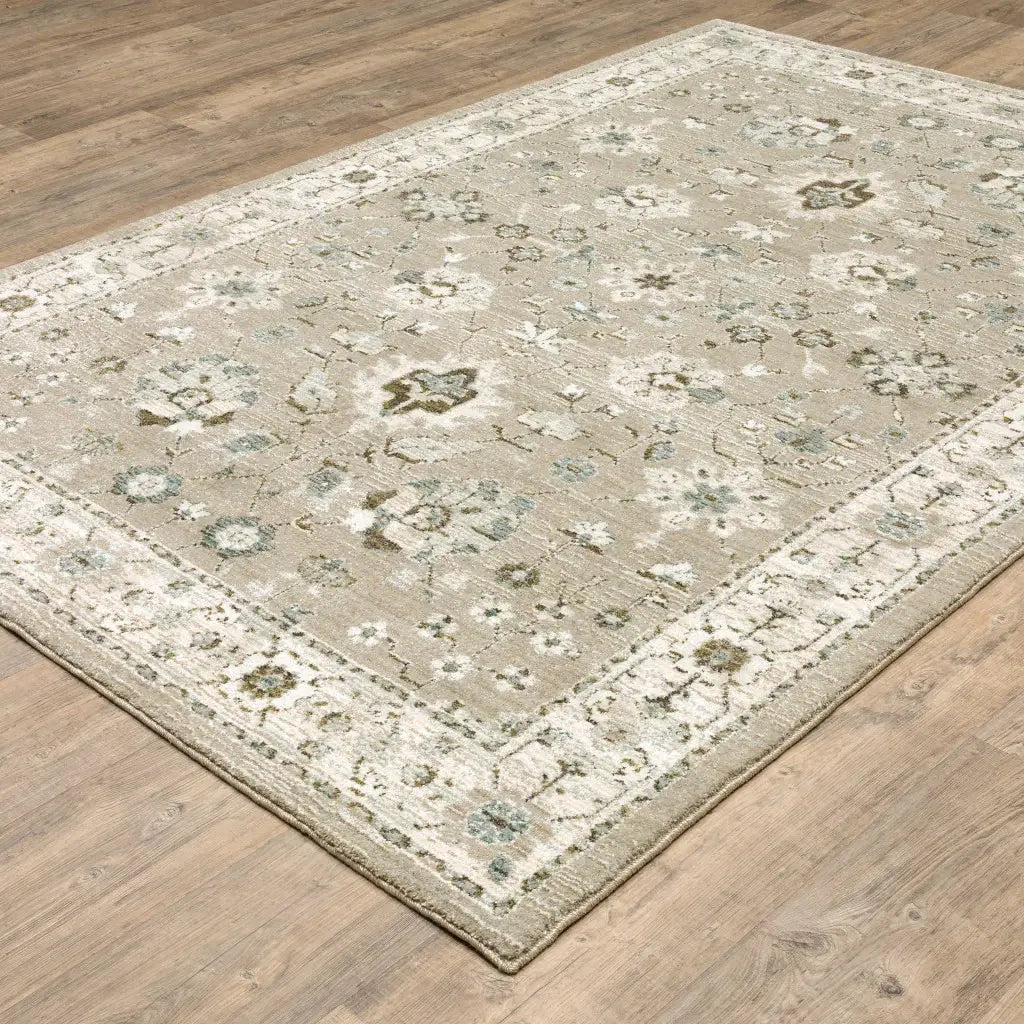 9' X 12' Beige and Ivory Oriental Power Loom Area Rug - Homeroots - Flyclothing LLC