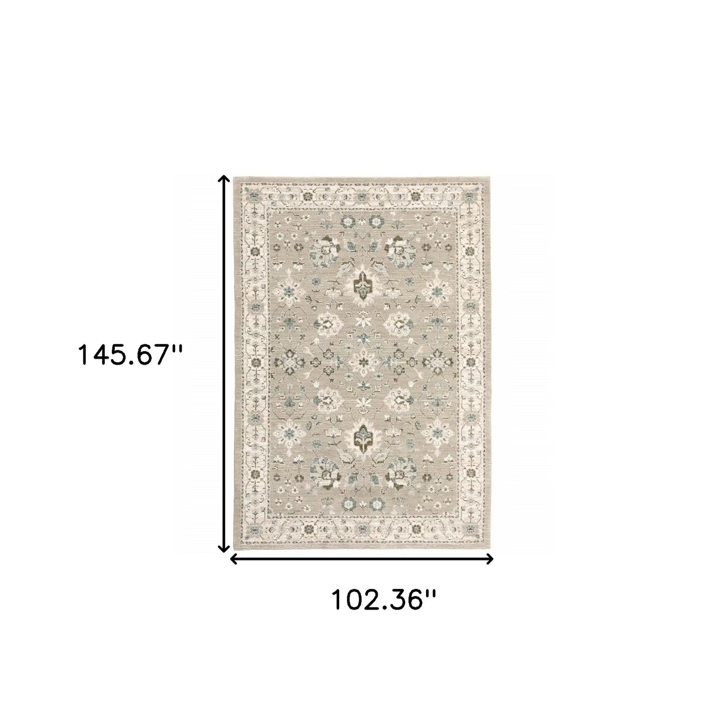 9' X 12' Beige and Ivory Oriental Power Loom Area Rug - Homeroots - Flyclothing LLC