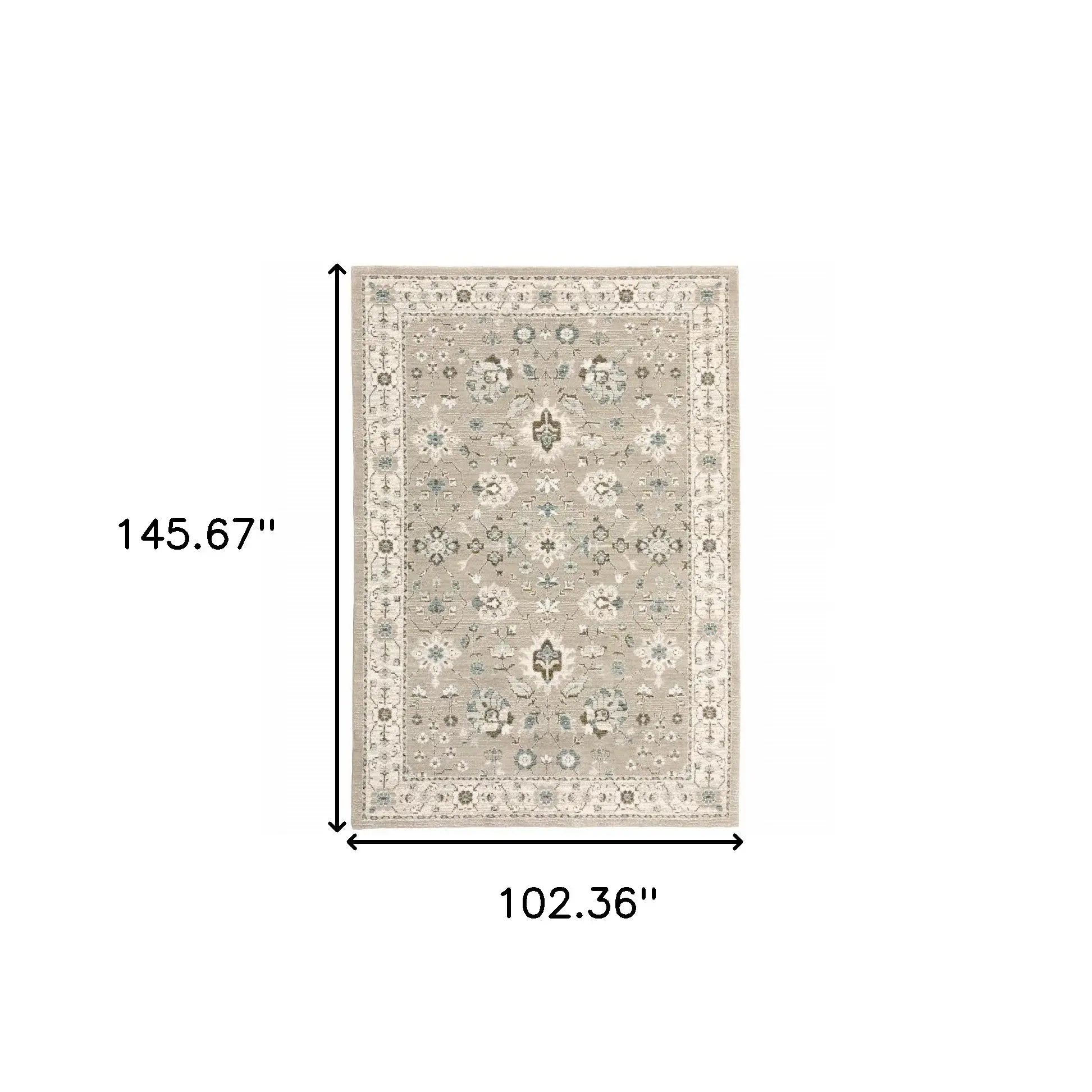 9' X 12' Beige and Ivory Oriental Power Loom Area Rug - Homeroots - Flyclothing LLC
