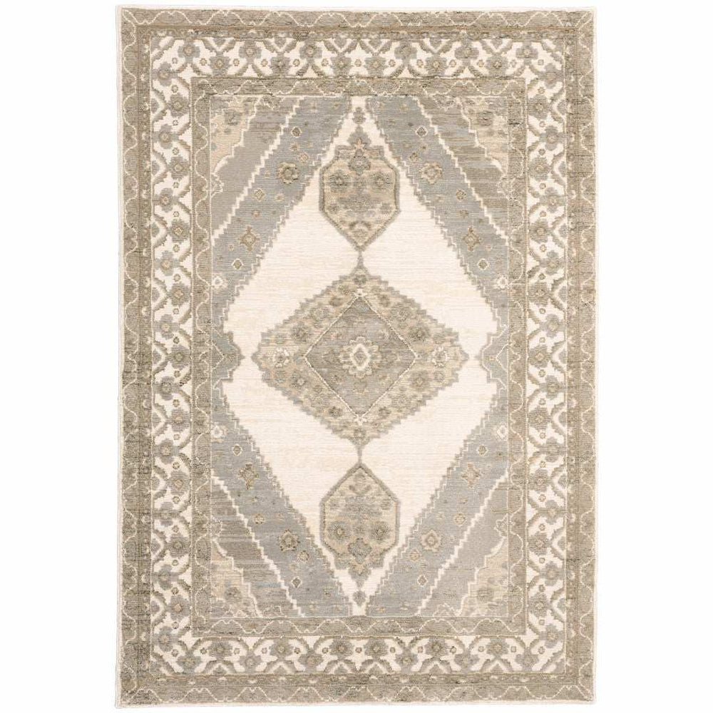 2' X 3' Beige and Ivory Oriental Power Loom Area Rug - Homeroots - Flyclothing LLC