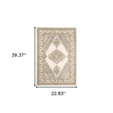 2' X 3' Beige and Ivory Oriental Power Loom Area Rug - Homeroots - Flyclothing LLC