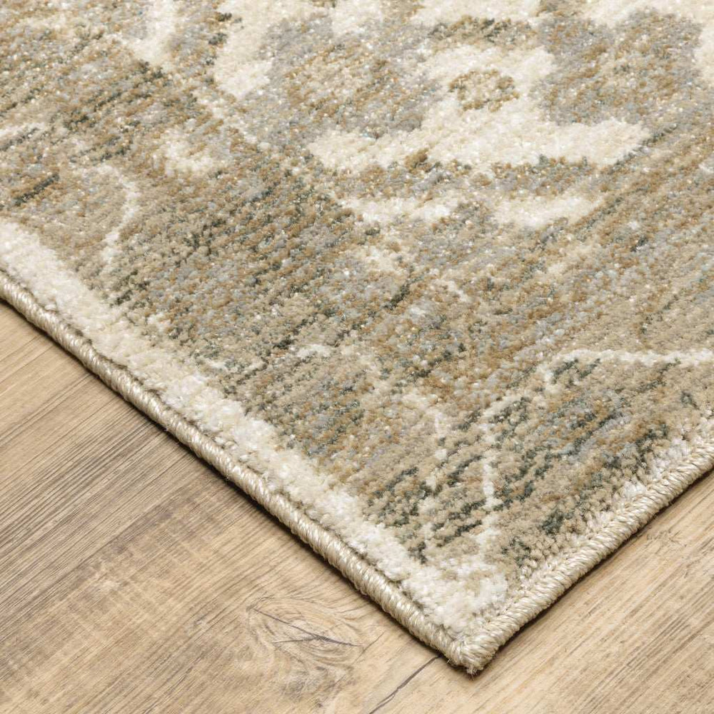 12' Runner Beige and Ivory Oriental Power Loom Runner Rug - Homeroots - Flyclothing LLC