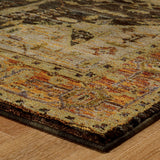 10' X 13' Black and Gold Oriental Power Loom Area Rug - Homeroots