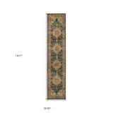 12' Runner Gold and Black Oriental Power Loom Runner Rug - Homeroots - Flyclothing LLC