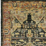 12' Runner Gold and Black Oriental Power Loom Runner Rug - Homeroots - Flyclothing LLC