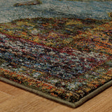 10' X 13' Blue and Beige Oriental Power Loom Area Rug - Homeroots