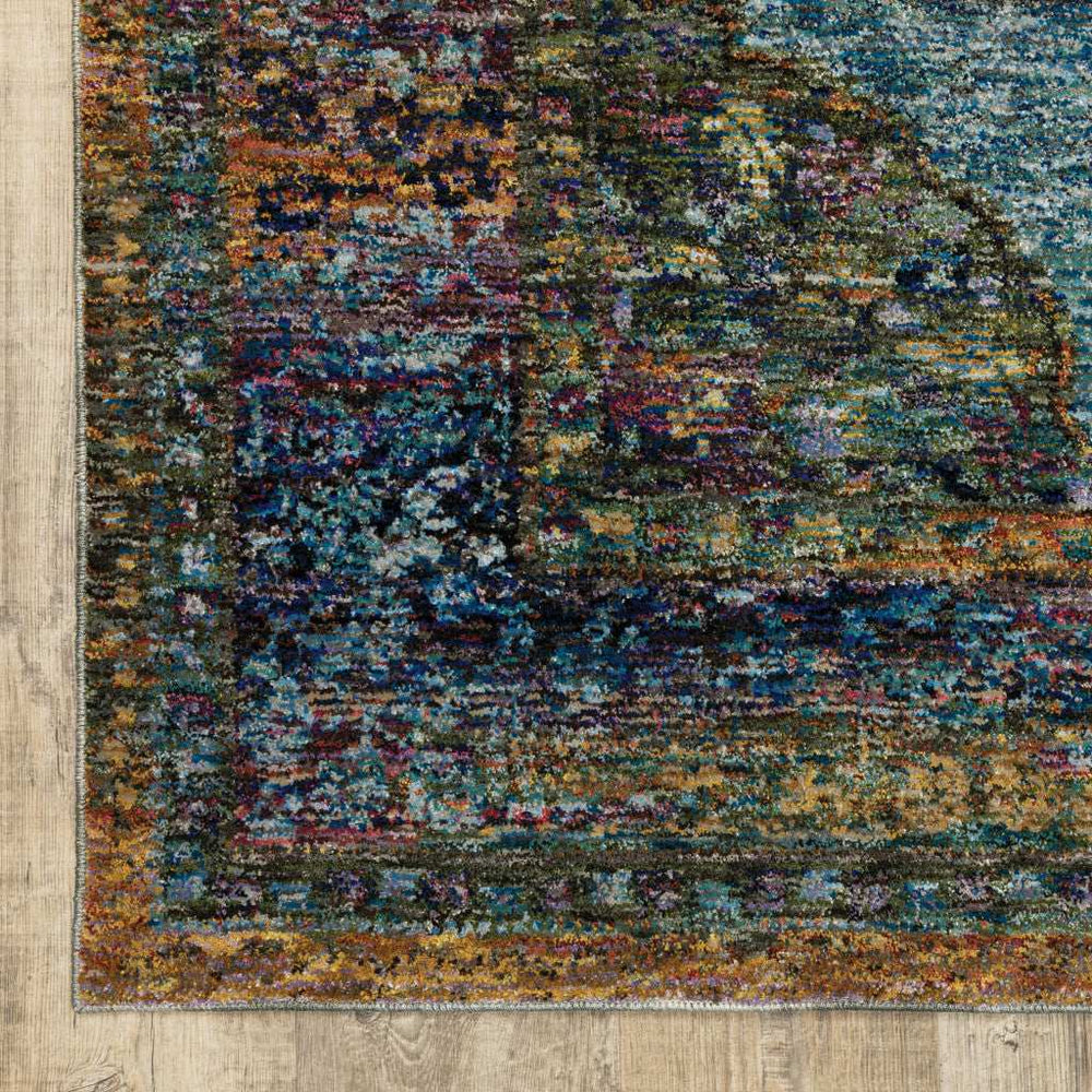 3' X 5' Blue and Beige Oriental Power Loom Area Rug - Homeroots - Flyclothing LLC