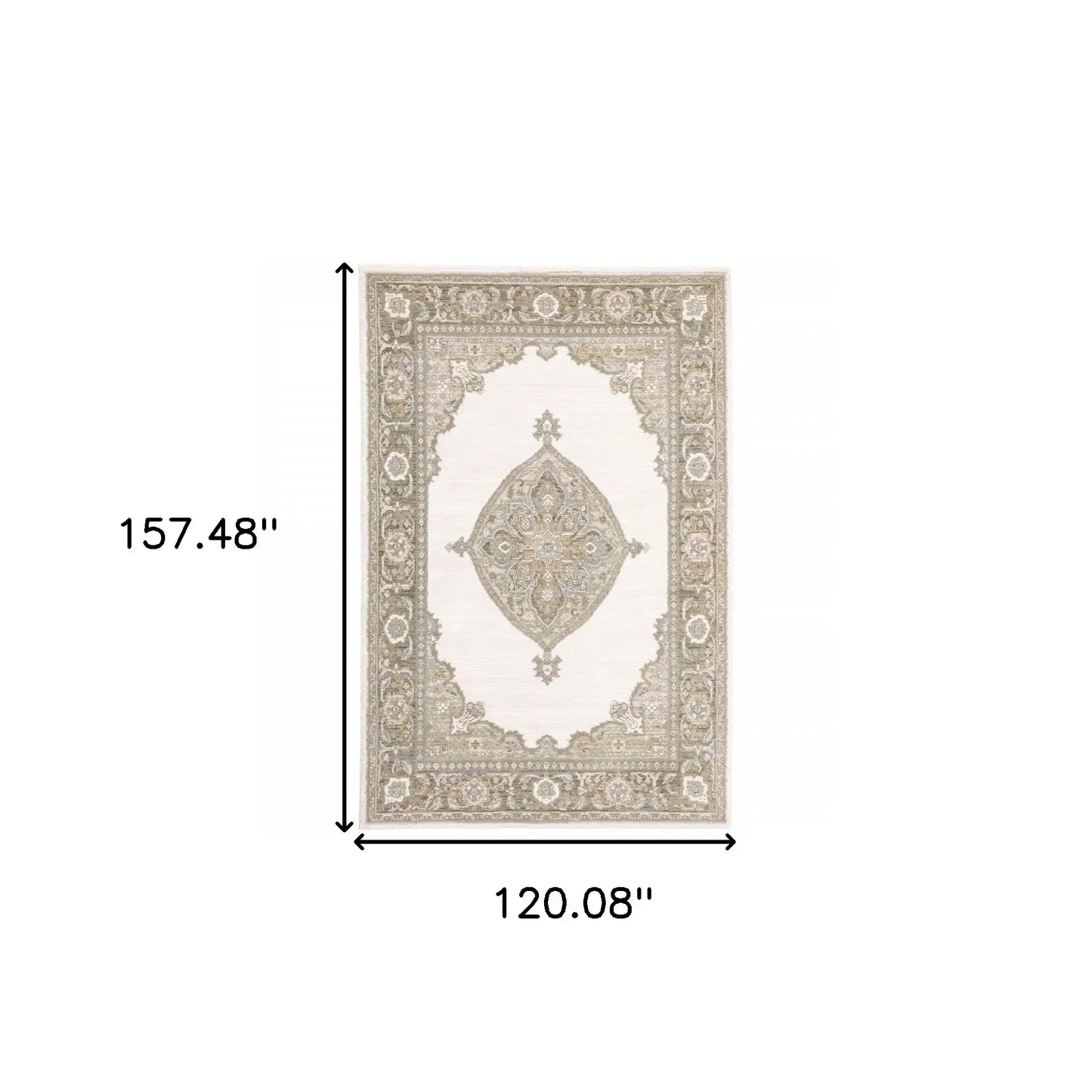 10' X 13' Beige and Ivory Oriental Power Loom Area Rug - Homeroots - Flyclothing LLC