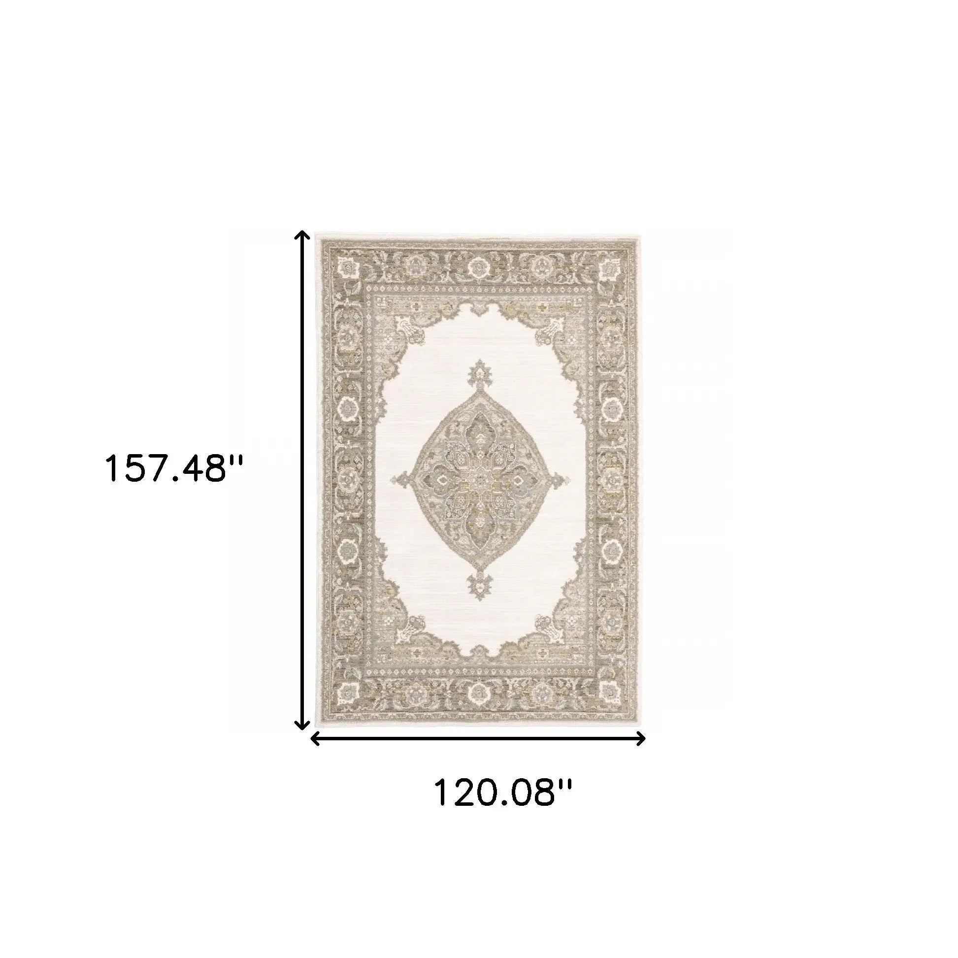 10' X 13' Beige and Ivory Oriental Power Loom Area Rug - Homeroots - Flyclothing LLC