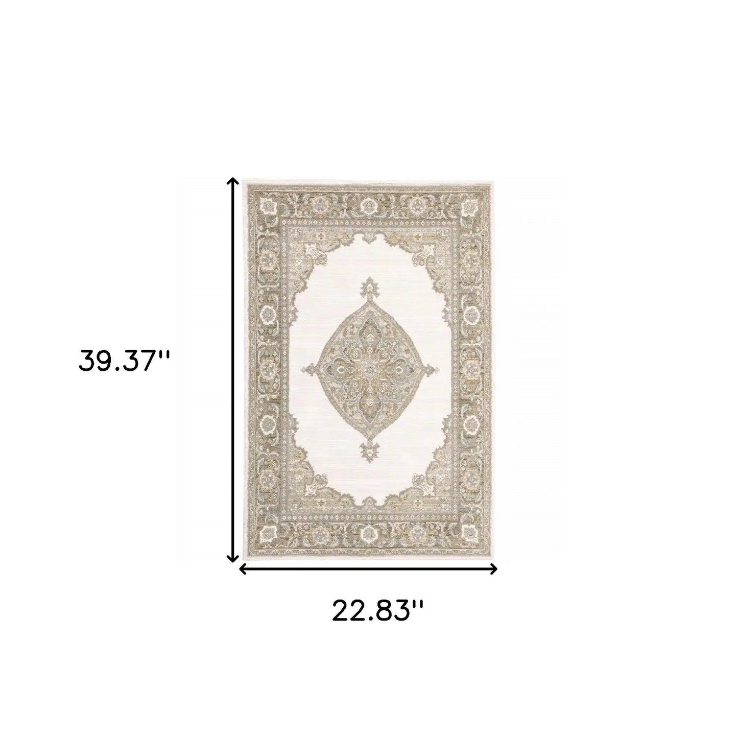 2' X 3' Beige and Ivory Oriental Power Loom Area Rug - Homeroots - Flyclothing LLC
