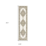 8' Runner Beige and Ivory Oriental Power Loom Runner Rug - Homeroots