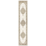 12' Runner Beige and Ivory Oriental Power Loom Runner Rug