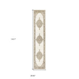 12' Runner Beige and Ivory Oriental Power Loom Runner Rug - Homeroots - Flyclothing LLC