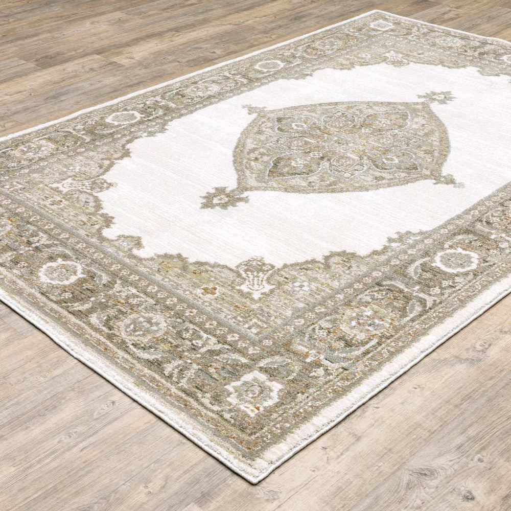 3' X 5' Beige and Ivory Oriental Power Loom Area Rug - Homeroots - Flyclothing LLC