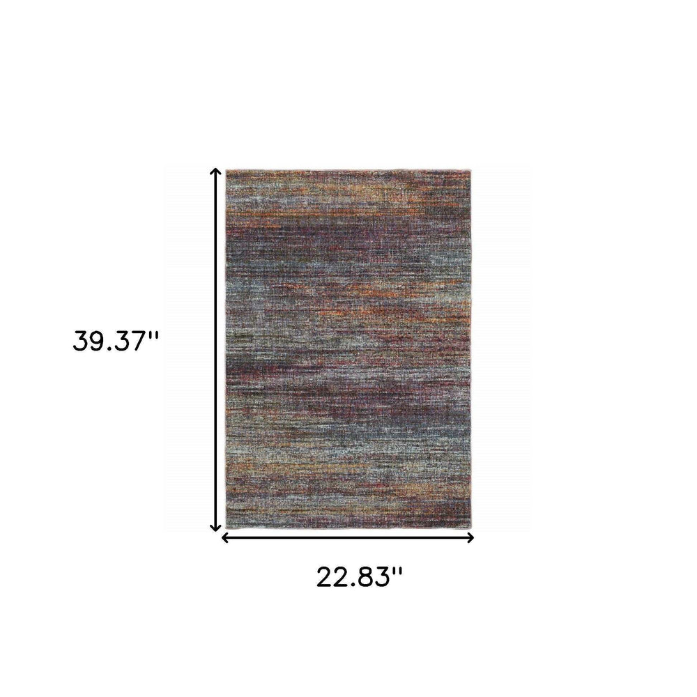 2' X 3' Blue and Gray Abstract Power Loom Area Rug - Homeroots - Flyclothing LLC