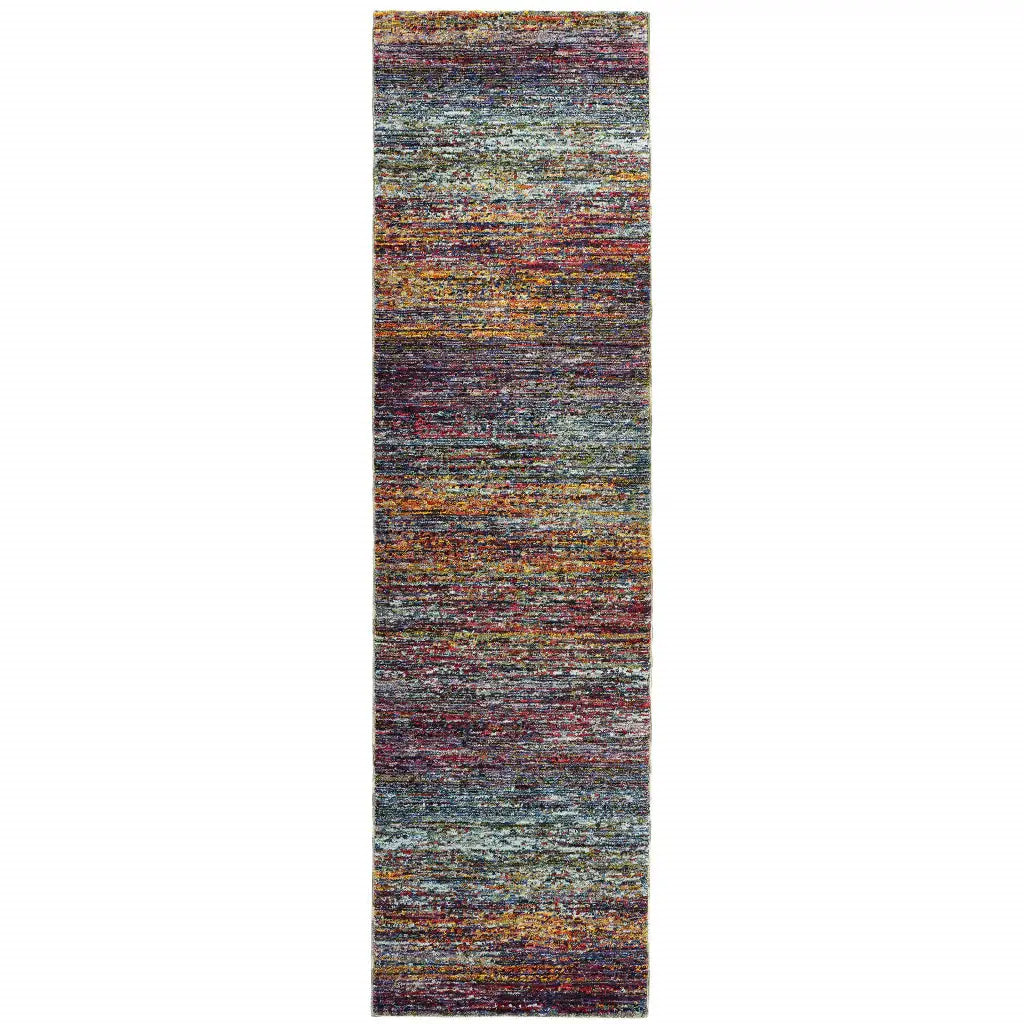 8' Runner Blue and Gray Abstract Power Loom Runner Rug - Homeroots - Flyclothing LLC