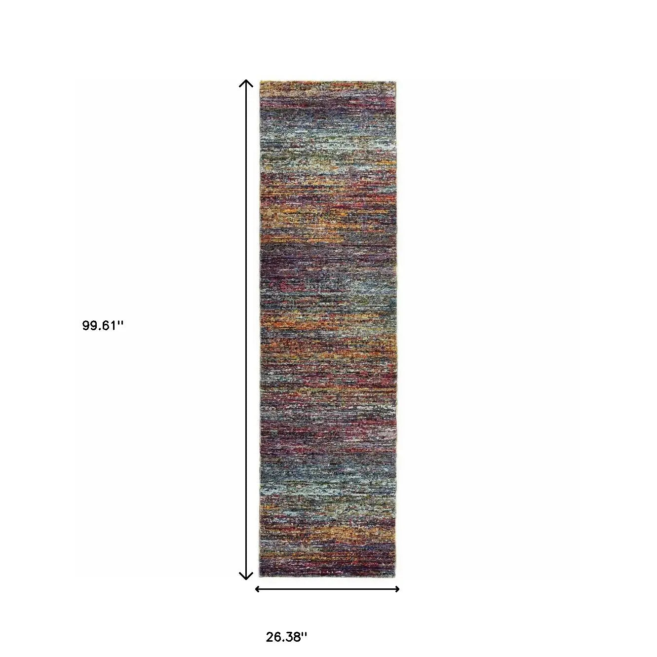 8' Runner Blue and Gray Abstract Power Loom Runner Rug - Homeroots - Flyclothing LLC