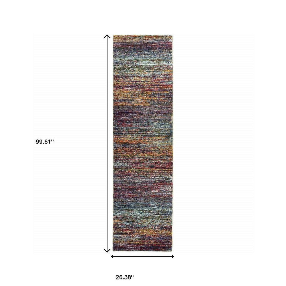 8' Runner Blue and Gray Abstract Power Loom Runner Rug - Homeroots - Flyclothing LLC