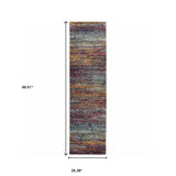 8' Runner Blue and Gray Abstract Power Loom Runner Rug - Homeroots