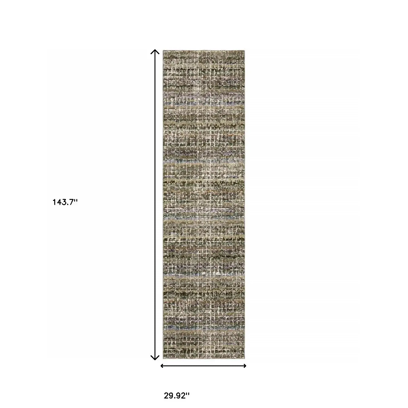 12' Runner Green Abstract Power Loom Runner Rug - Homeroots - Flyclothing LLC