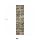 12' Runner Green Abstract Power Loom Runner Rug - Homeroots