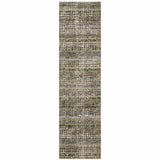 12' Runner Green Abstract Power Loom Runner Rug