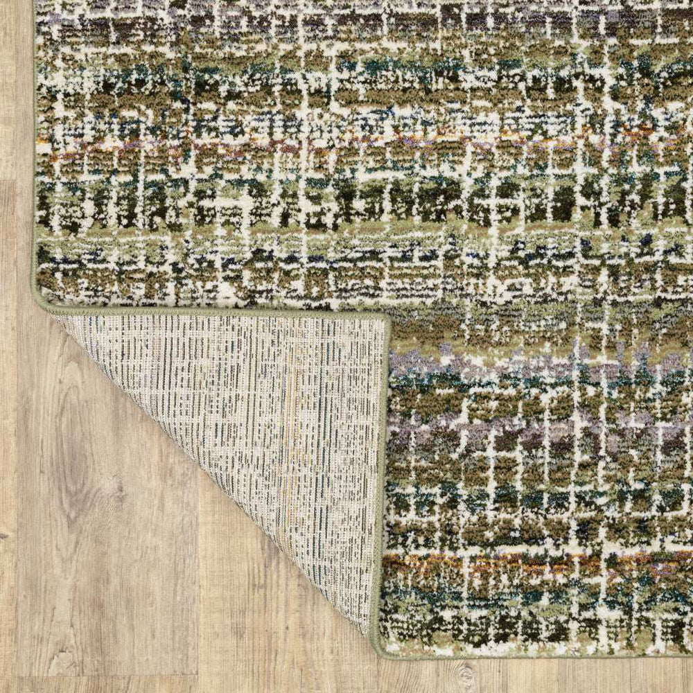 12' Runner Green Abstract Power Loom Runner Rug - Homeroots - Flyclothing LLC