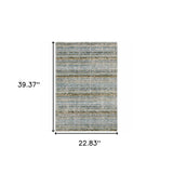 2' X 3' Blue and Ivory Abstract Power Loom Area Rug