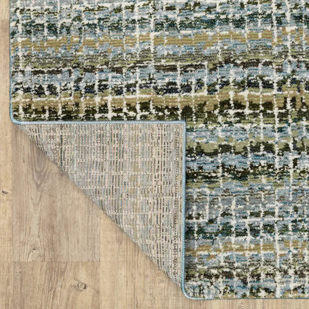 2' X 3' Blue and Ivory Abstract Power Loom Area Rug - Homeroots - Flyclothing LLC