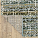 12' Runner Blue Green Teal and Grey Abstract Power Loom Runner Rug - Homeroots - Flyclothing LLC