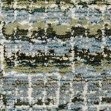 12' Runner Blue Green Teal and Grey Abstract Power Loom Runner Rug - Homeroots - Flyclothing LLC