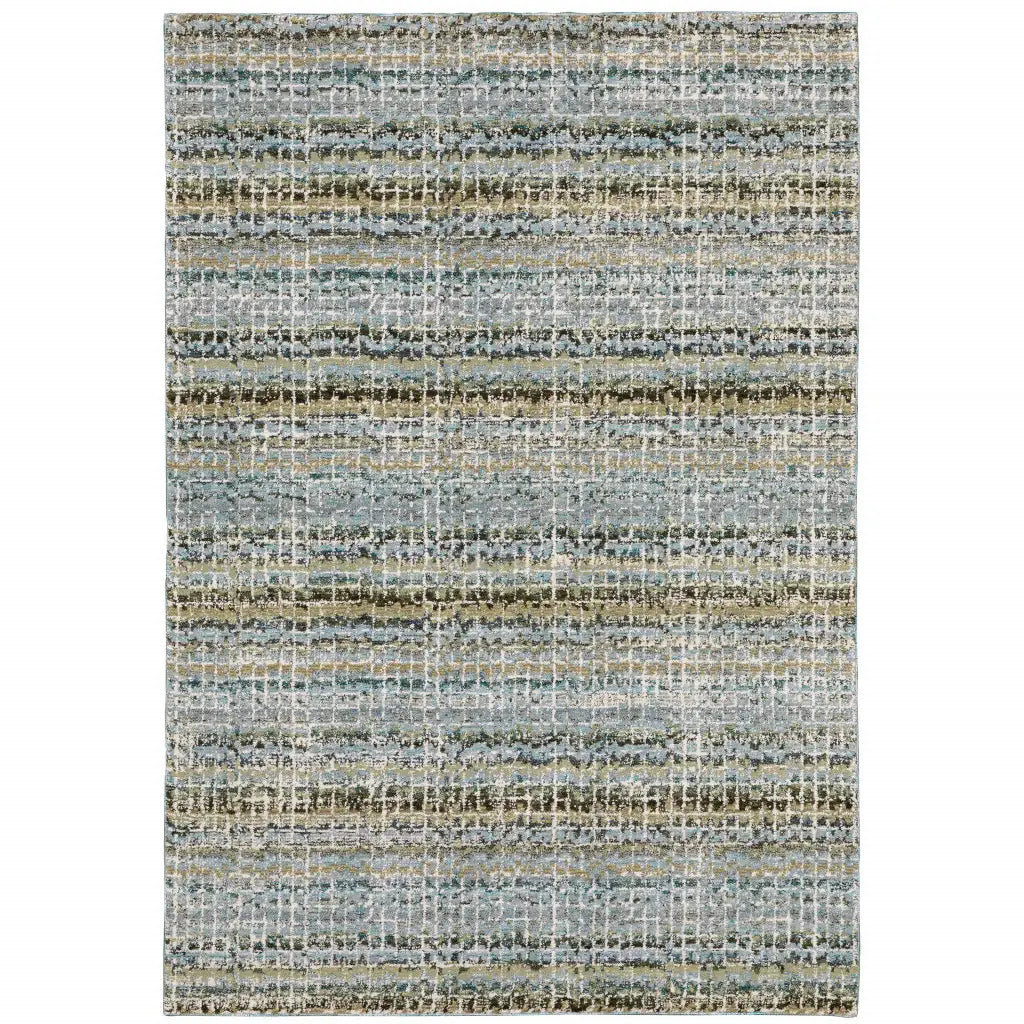 5' X 7' Blue and Ivory Abstract Power Loom Area Rug - Homeroots - Flyclothing LLC