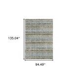 8' X 11' Blue and Ivory Abstract Power Loom Area Rug - Homeroots - Flyclothing LLC