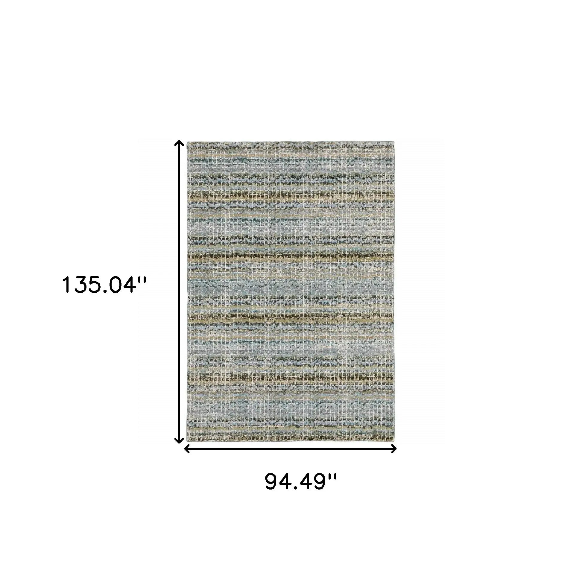8' X 11' Blue and Ivory Abstract Power Loom Area Rug - Homeroots - Flyclothing LLC