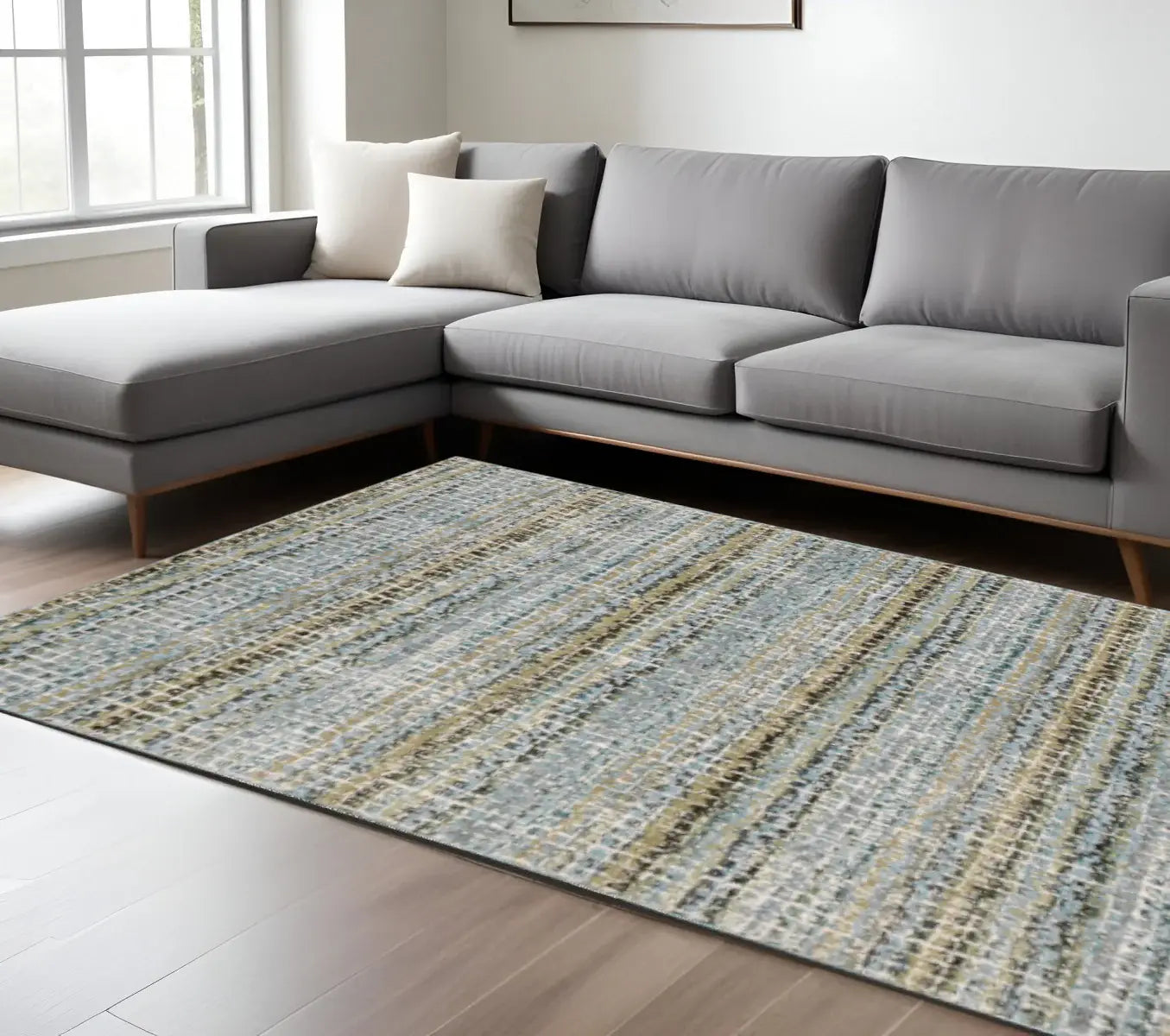 9' X 12' Blue and Ivory Abstract Power Loom Area Rug - Homeroots - Flyclothing LLC