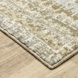 12' Runner Ivory Grey Tan and Brown Abstract Power Loom Runner Rug - Homeroots - Flyclothing LLC