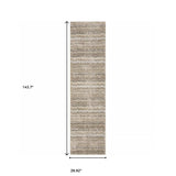 12' Runner Ivory Grey Tan and Brown Abstract Power Loom Runner Rug - Homeroots - Flyclothing LLC