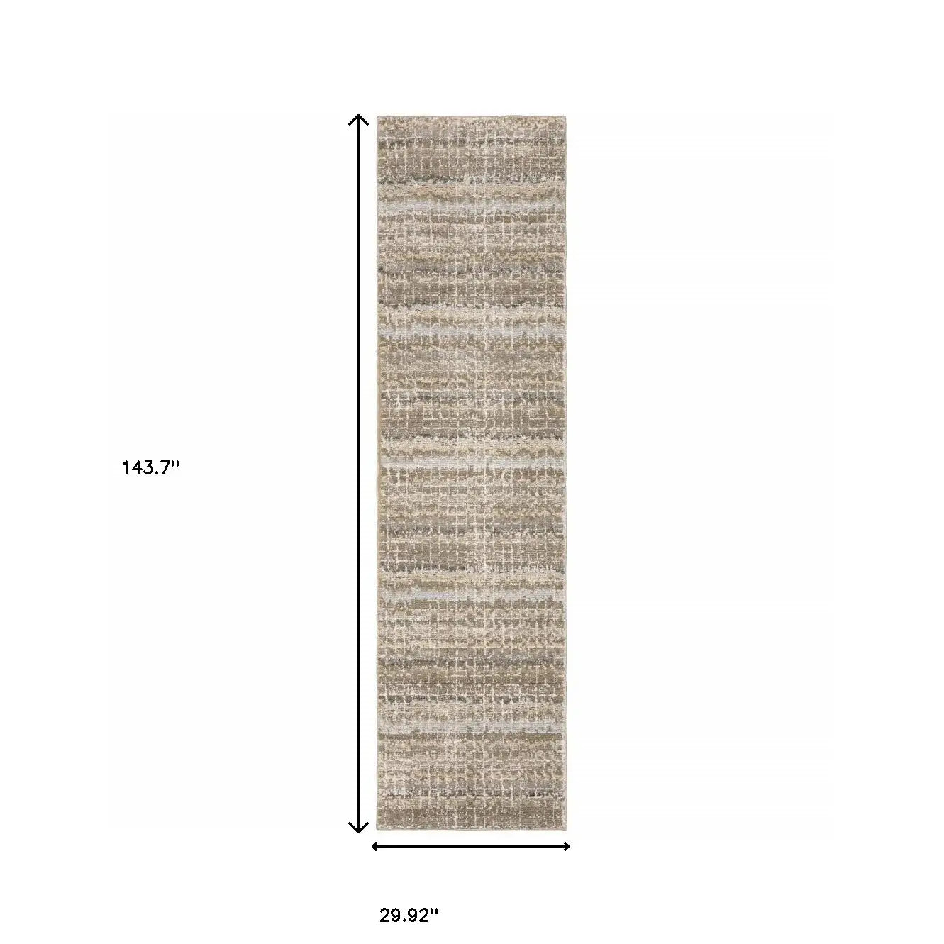 12' Runner Ivory Grey Tan and Brown Abstract Power Loom Runner Rug - Homeroots - Flyclothing LLC