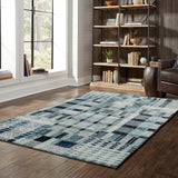 10' X 13' Blue Geometric Power Loom Area Rug - Homeroots - Flyclothing LLC