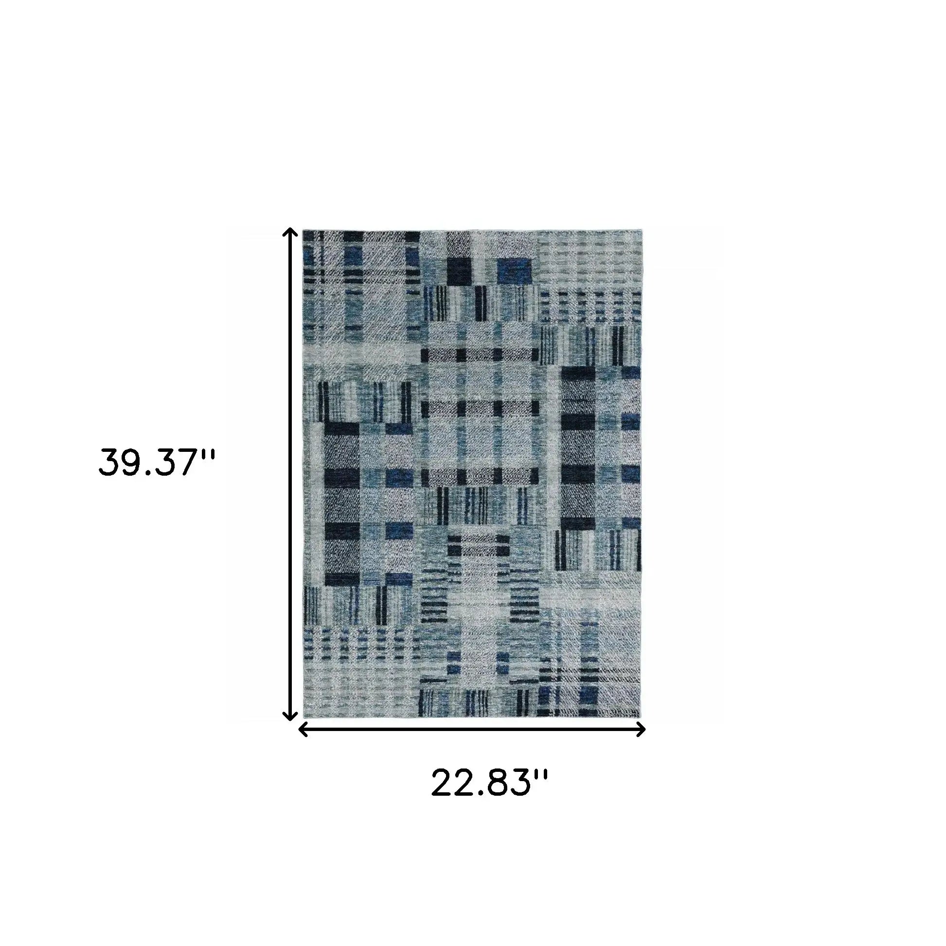 2' X 3' Blue Geometric Power Loom Area Rug - Homeroots - Flyclothing LLC