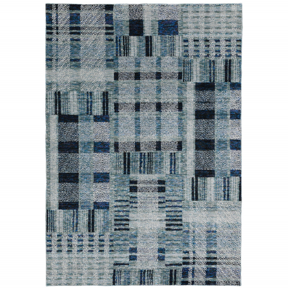 2' X 3' Blue Geometric Power Loom Area Rug - Homeroots