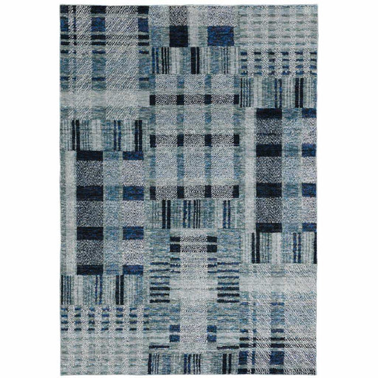 2' X 3' Blue Geometric Power Loom Area Rug - Homeroots - Flyclothing LLC