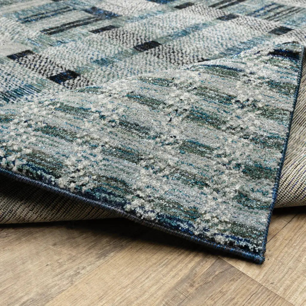 8' Runner Blue Geometric Power Loom Runner Rug - Homeroots - Flyclothing LLC